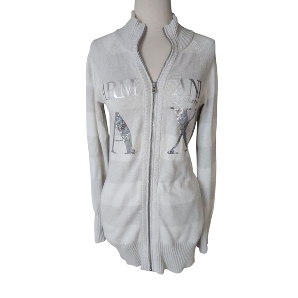 Armani Exchange Vintage Y2K Streetwear Cardigan Sweater Womens Medium Double Zip - Picture 1 of 9